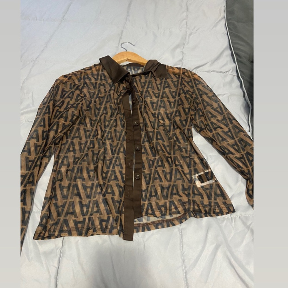 Brown see through shirt